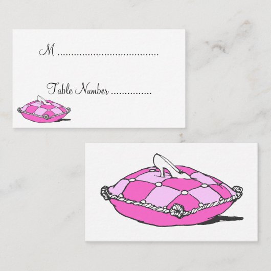 Cinderella Slipper Pink Custom Table Platzkarte (Vorne/Hinten)