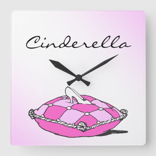 Cinderella Slipper Pink Kissen Custom Clock Quadratische Wanduhr (Vorderseite)