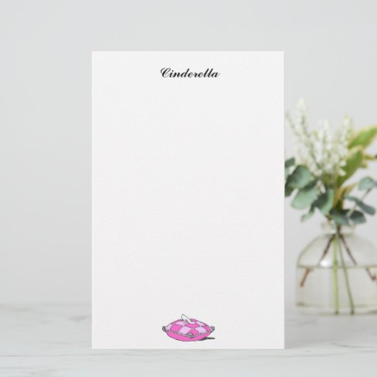 Cinderella Slipper Pink Kissen Custom Stationery Briefpapier (Stehend Vorderseite)