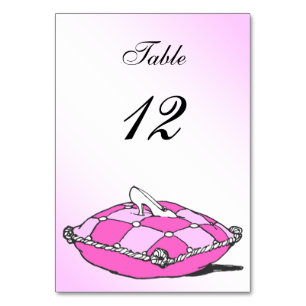 Cinderella Slipper Pink Pillow Custom Table Card Tischnummer
