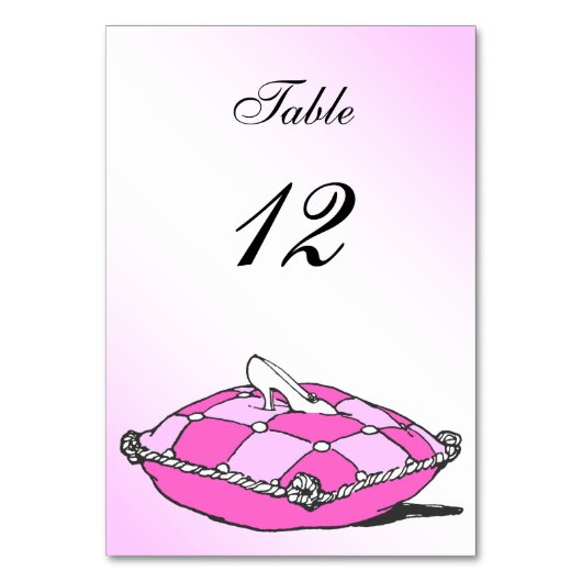 Cinderella Slipper Pink Pillow Custom Table Card Tischnummer (Rückseite)