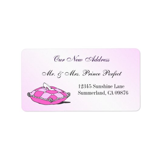 Cinderella Slipper Pink Pillow New Address Label Adressaufkleber (Vorne)