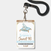 Cinderella Slipper Princess Sweet 16 VIP Pass Ausweis (Vorderseite mit Lanyard)