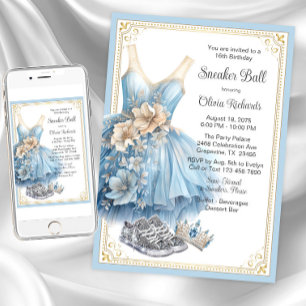 Cinderella Sneaker Ball Geburtstagsfeier Einladung