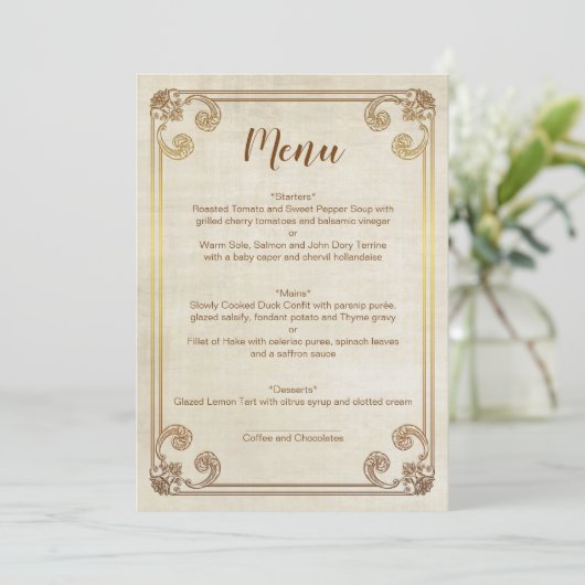 CINDERELLA WEDDING MENU CARD MENÜKARTE (Stehend Vorderseite)