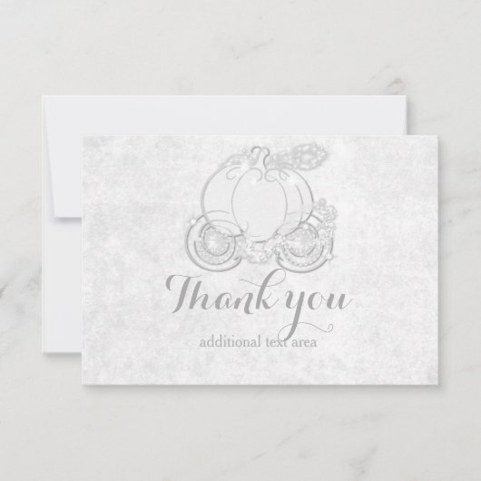 Cinderella White Silver Princess Carriage Card Dankeskarte (Vorderseite)