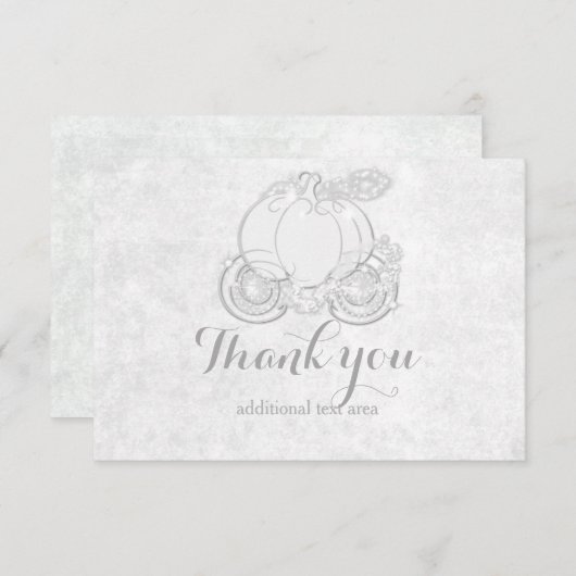 Cinderella White Silver Princess Carriage Card Dankeskarte (Vorne/Hinten)