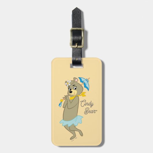 Cindy Bear Holding Parasol Gepäckanhänger (Vorderseite vertikal)