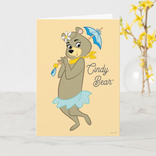 Cindy Bear Holding Parasol Karte (Gelbe Blume)