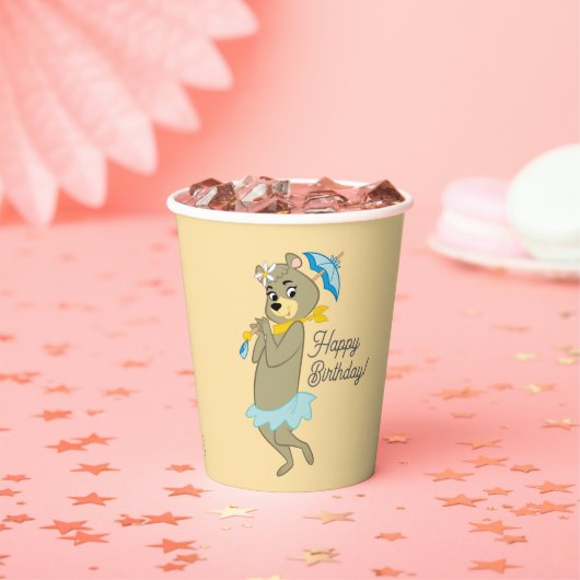 Cindy Bear Holding Parasol Pappbecher (Insitu)