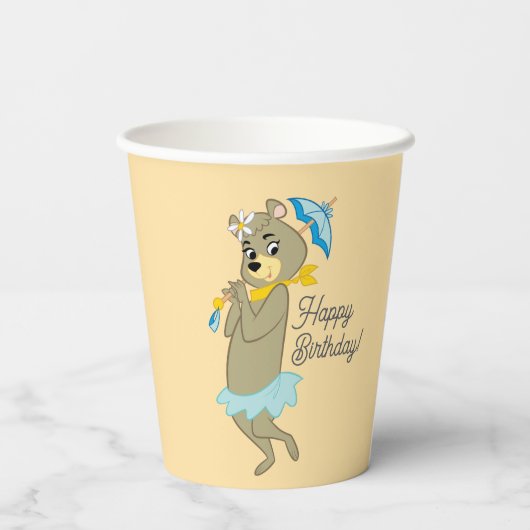 Cindy Bear Holding Parasol Pappbecher (Rückseite)