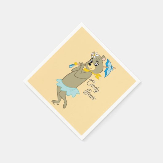 Cindy Bear Holding Parasol Serviette (Ecke)