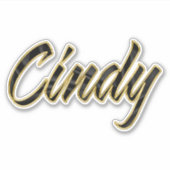 Cindy black gold Lettering Aufkleber Sticker (Vorderseite)