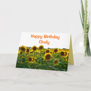 Cindy Happy Birthday Sonnenblumenfeld Karte