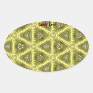 CINDY LOU ~ GOLD BARS Kaleidoskop ~ Oval Sticker