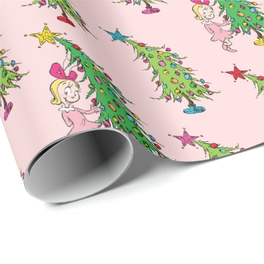 Cindy-Lou Who and Christmas Tree Pattern Geschenkpapier (Rolleneckpunkt)