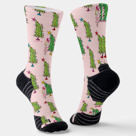 Cindy-Lou Who and Christmas Tree Pattern Socken (Gewinkelt)