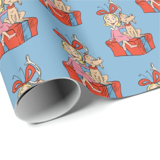 Cindy Lou Who and Max on a Present Geschenkpapier (Rolleneckpunkt)