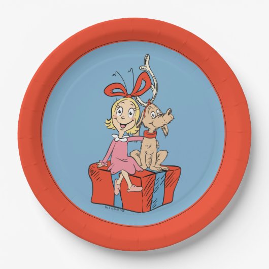 Cindy Lou Who and Max on a Present Pappteller (Vorderseite)