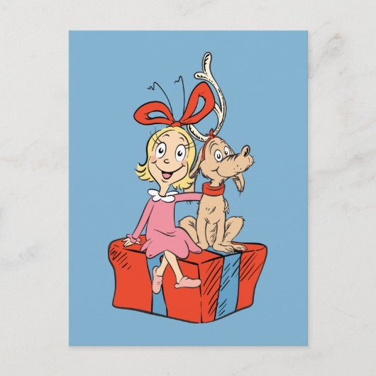 Cindy Lou Who and Max on a Present Postkarte (Vorderseite)