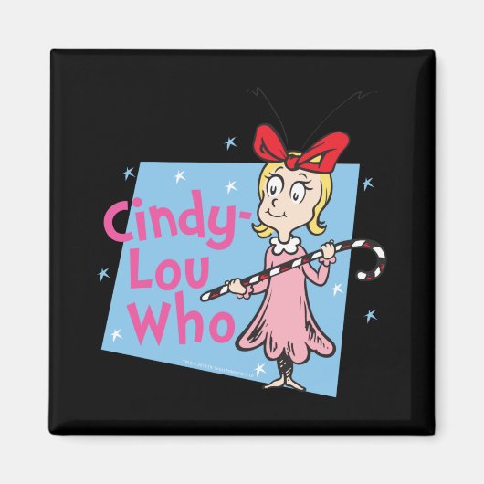 Cindy Lou Who Candy Cane T Shirt Magnet (Vorne)