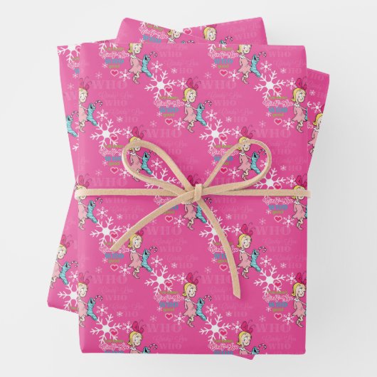 Cindy-Lou Who Good Pink Snowflake Muster Geschenkpapier Set (Beispiel)