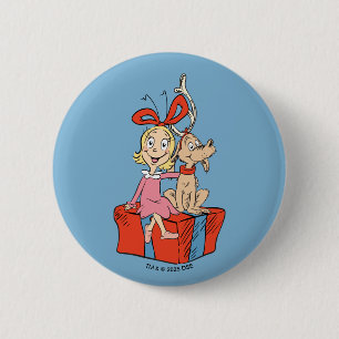 Cindy Lou Who und Max an einem Geschenk Button
