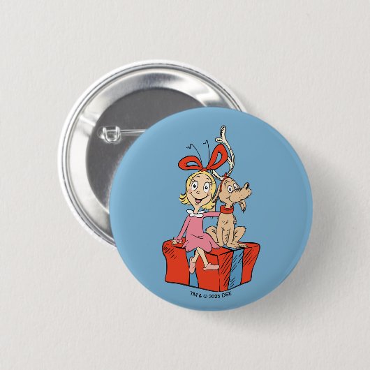 Cindy Lou Who und Max an einem Geschenk Button (Vorne & Hinten)
