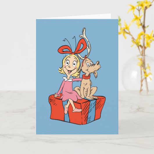 Cindy Lou Who und Max an einem Geschenk Karte (Gelbe Blume)
