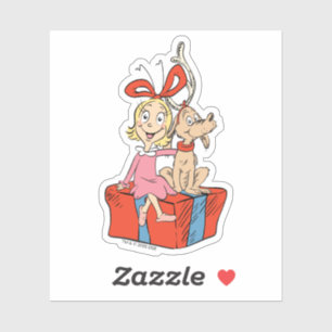 Cindy Lou Who und Max auf einem Geschenk Aufkleber