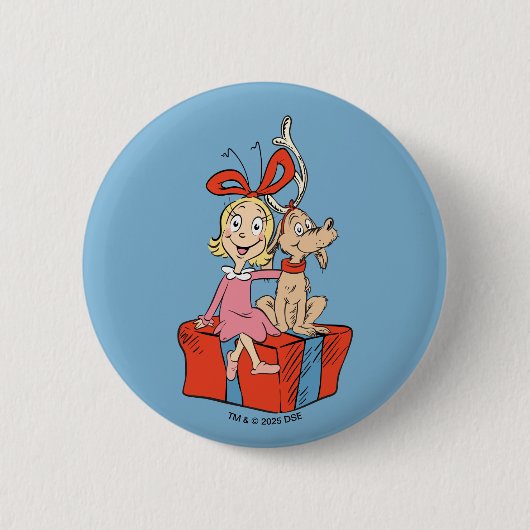 Cindy Lou Who und Max auf einem Geschenk Button (Vorderseite)