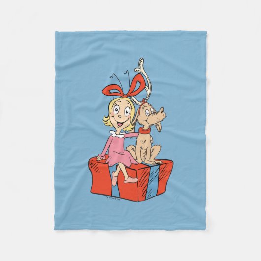 Cindy Lou Who und Max auf einem Geschenk Fleecedecke (Vorderseite)