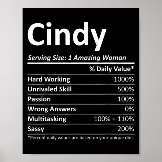 Cindy Nutrition D Name Funny Christmas Poster (Vorne)