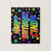 "CINDY" Vorname, Spaß "GLÜCKLICHER GEBURTSTAG" Puzzle (Vertikal)