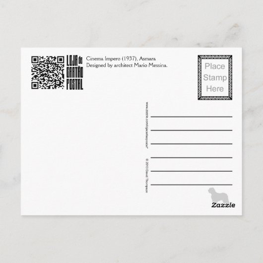 Cinema Impero, Asmara Postkarte (Rückseite)