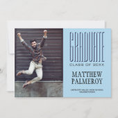 Cinema Lettering Blue Photo Graduate Announcement Ankündigung (Vorderseite)