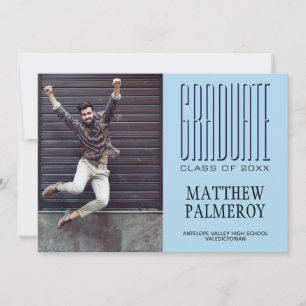 Cinema Lettering Blue Photo Graduate Announcement Ankündigung