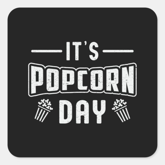 Cinema Popcorn Day Snack Pop Filmvorführung Idee Quadratischer Aufkleber (Vorderseite)