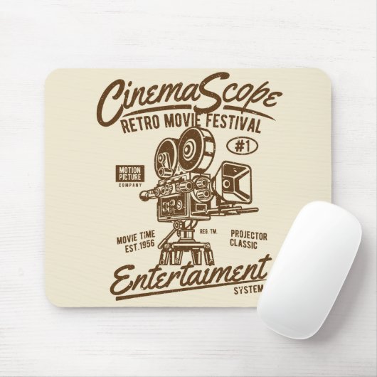 Cinema Scope Classic Retro Hollywood Camera Motion Mousepad (Mit Mouse)