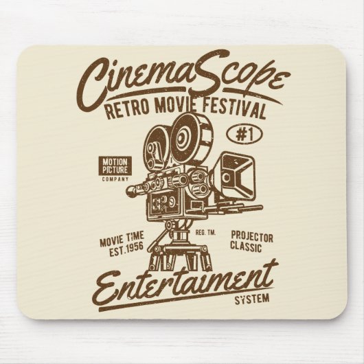Cinema Scope Classic Retro Hollywood Camera Motion Mousepad (Vorne)