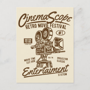Cinema Scope Classic Retro Hollywood Camera Motion Postkarte