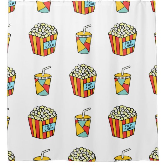 Cinema Snacks: Vintages Doodle-Muster Duschvorhang (Vorderseite)