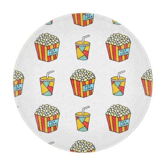 Cinema Snacks: Vintages Doodle-Muster Schneidebrett (Vorderseite)