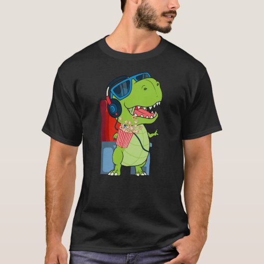 Cinema Themed Dinosaur T-Rex Popcorn T-Shirt (Vorderseite)