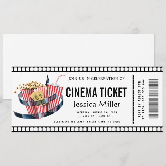 cinema ticket Invitation Einladung (Vorne/Hinten)
