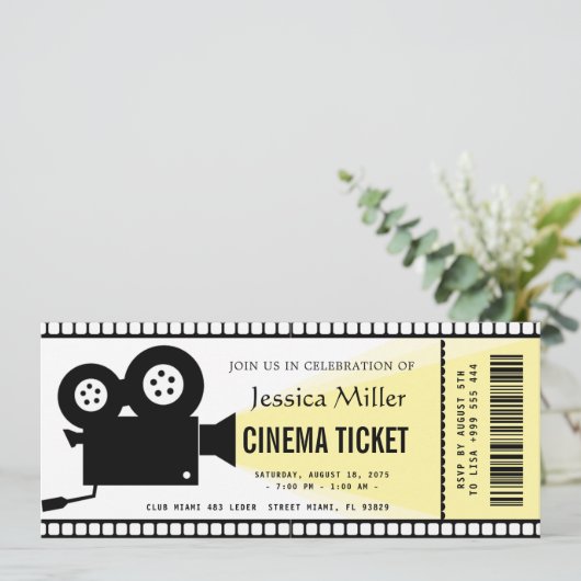 cinema ticket Invitation Einladung (Stehend Vorderseite)