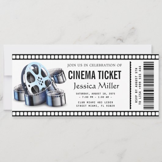cinema ticket Invitation Einladung (Vorderseite)