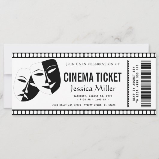 cinema ticket Invitation Einladung (Vorderseite)