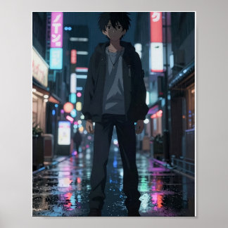Cinematic Anime Neon-Stadtplakat Poster