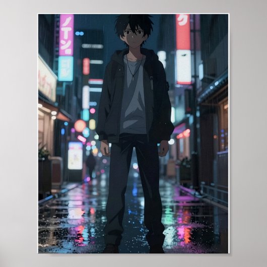 Cinematic Anime Neon-Stadtplakat Poster (Vorne)